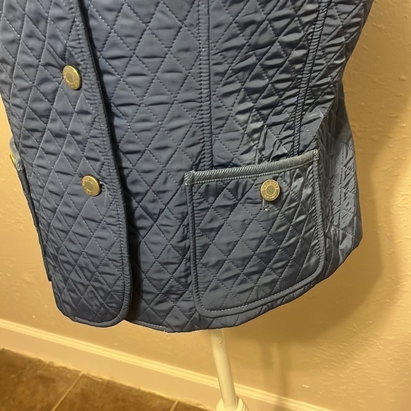 TALBOTS‎ Blue Quilted Fleece Lined Vest With Corduroy Collar Size M - Picture 2 of 5